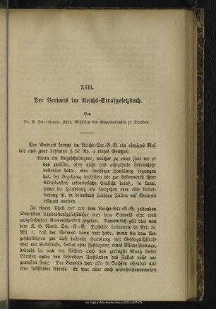 XIII. Der Verweis im Reichs-Strafgesetzbuch