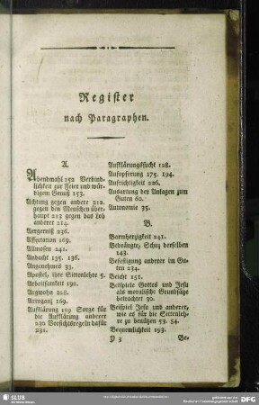 Register nach Paragraphen