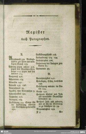 Register nach Paragraphen