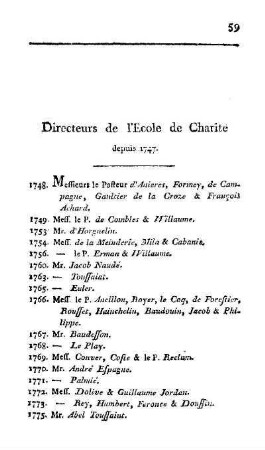 Directeurs de l'Ecole de Charité
