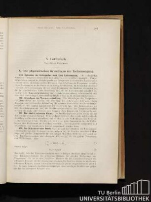 A. Die physikalischen Grundlagen der Lichterzeugung.