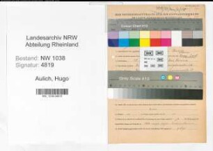 Entnazifizierung Hugo Aulich , geb. 18.07.1908 (Justizbeamter)