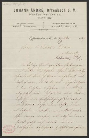 Brief an B. Schott's Söhne : 08.05.1889