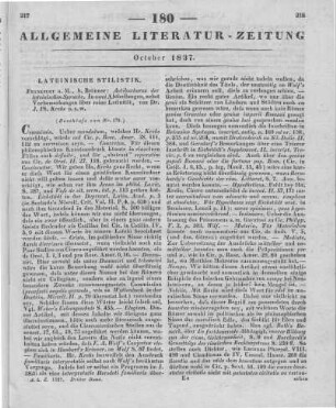 Krebs, J. P.: Antibarbarus der lateinischen Sprache. In zwei Abtheilungen nebst Vorbemerkungen über reine Latinität. 2. Aufl. Frankfurt am Main: Brönner 1837 (Beschluss von Nr. 179.)