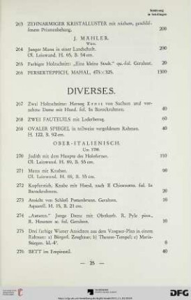 Diverses (Nr. 267-310)