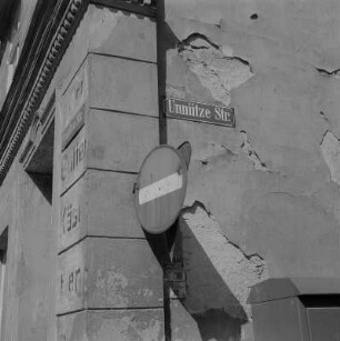 Stralsund. Straßenecke Frankenstraße Unnütze Straße