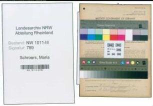 Entnazifizierung Maria Schroers , geb. 06.06.1887 (Einzelhandel)