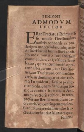Benigne admodum lector.
