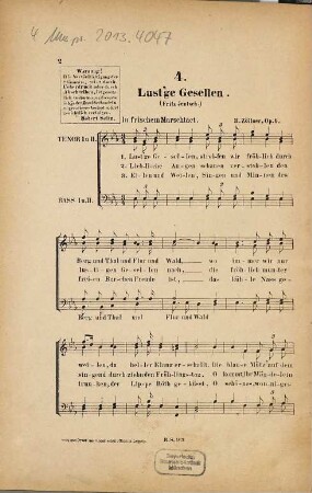 Vier Gesänge für vierstimmigen Männerchor : op. 1, 4. Lust'ge Gesellen