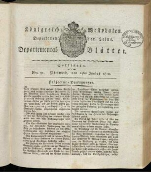 Nro. 51. Mittwoch, den 24ten Junius 1812 [-] Nro. 60. Sonnabend, den 25ten Julius 1812
