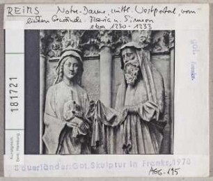 Reims: Kathedrale, mittleres nWestportal, linkes Gewände, Maria und Simeon