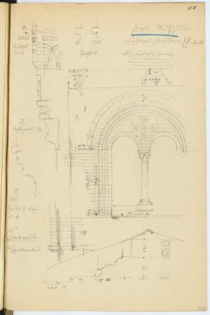 Kloster Chiaravalle Milanese, Mailand: Details vom Vierungsturm (aus: Skizzen- und Fotoalbum 3)
