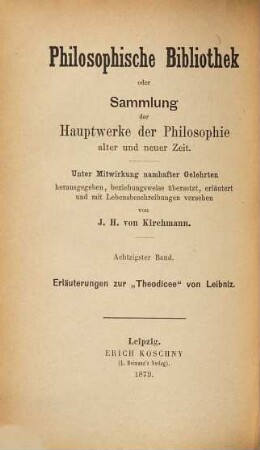 Erläuterungen zur Theodicee von Leibniz