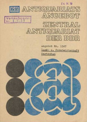 Nr. 1567: Land- u. Forstwirtschaft Gartenbau