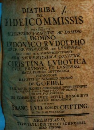 Diatriba de fideicommissis