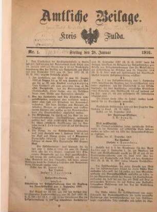 1: Beilage vom Freitag, 28. Januar 1916