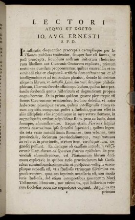 Lectori Aequo Et Docto Io. Aug. Ernesti S. P. D.