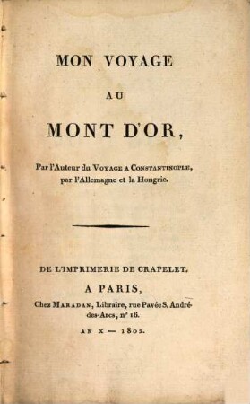 Mon voyage au Mont d'Or