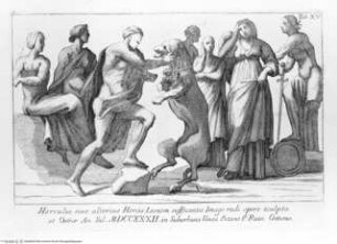 Veteris Latii antiquitatum amplissima collectio: ... Volumen secundum. 5 Teile., 1. Teil: Laurentinoprum, et Ostiensium Rudera, Tafel XV: Herculis, sive alterius Herois Leonem suffocantis imago