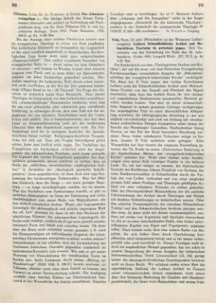 69-70 [Rezension] Tillmann, Fritz, Das Johannesevangelium