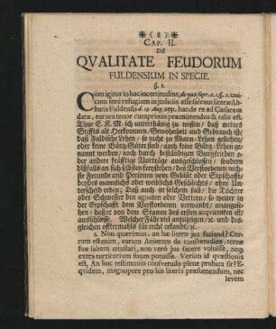 Cap. II. De Qualitate Feudorum Fuldensium In Specie.