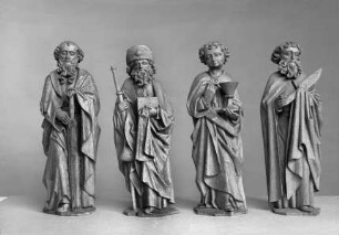 Vier Apostelfiguren: Paulus, Jakobus Major, Johannes und Bartholomäus