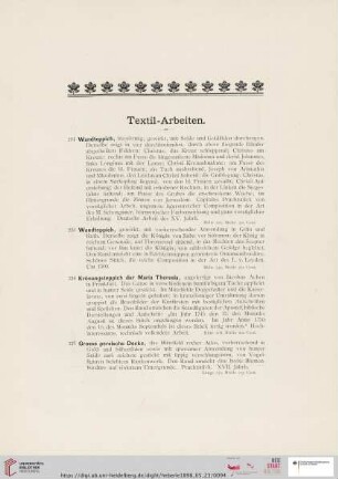 Textil-Arbeiten (Nr. 224 - 229)