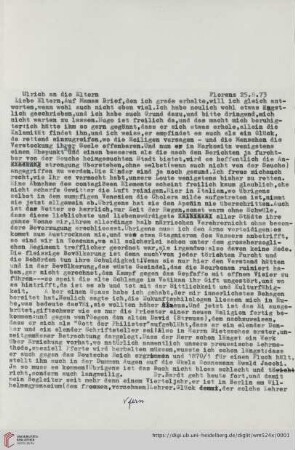 Briefe von und an Ulrich und Ulrike von Wilamowitz-Moellendorff ("2. Abschrift"): Brief von Ulrich von Wilamowitz-Moellendorff an Arnold von Wilamowitz-Moellendorff und Ulrike von Wilamowitz-Moellendorff