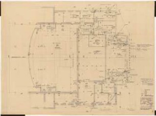 Stadthalle, Mülheim an der Ruhr Umbau: Bühnenhaus: Grundriss Kellergeschoss 1:50