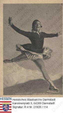 USA, Lake Placid / 1932 Olympische Winterspiele / Eiskünstlerin Sonja Henie (1912-1969), Norwegen, Porträt / Sammelwerk Nr. 6 'Olympia 1932', Bild Nr. 184 Gruppe 19