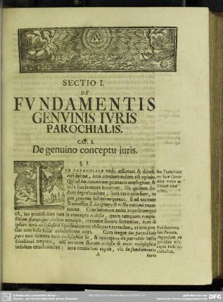 Sectio I. De Fundamentis Genuinis Iuris Parochialis