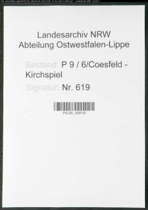 Sterberegister Standesamt Coesfeld-Kirchspiel oder Amt