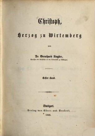 Christoph, Herzog zu Wirtemberg, 1
