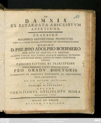 De Damnis Ex Retardata Abscessvvm Apertione