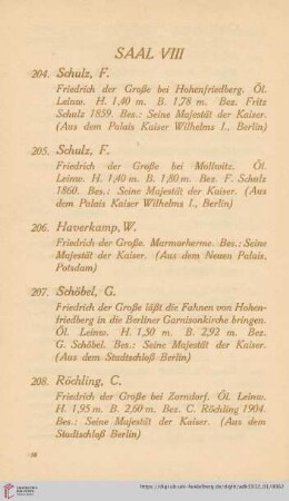 Saal VIII (Nr. 204 -215)