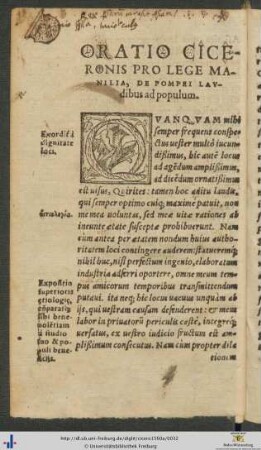 Oratio Ciceronis Pro Lege Manilia De Pompei Laudibus ad populum