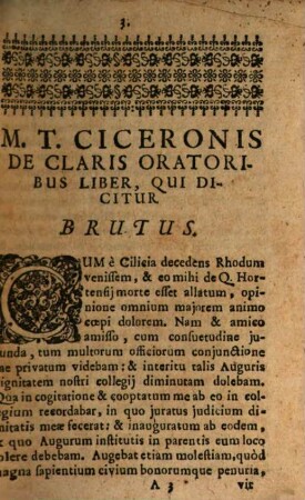 M. T. Ciceronis De Claris Oratoribus Liber Qui dicitur Brutus