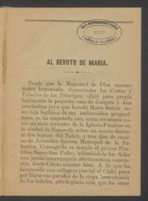 Al devoto de María.