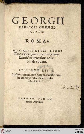 Georgii Fabricii Chemnicensis Roma