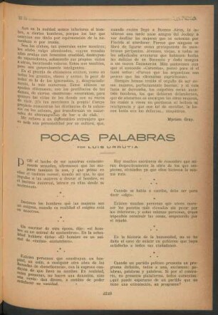Pocas palabras