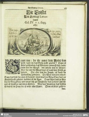 Die Epistel Am Sontag Laetare lautet Gal. IV. v. 1. seqq.