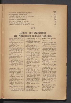 Namen- und Sachregister der Allgemeinen Missions-Zeitschrift