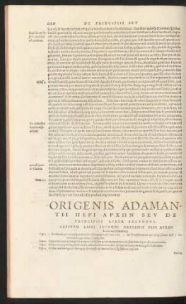 Origenis Adamantii Peri Archōn Seu De Principiis Liber Secundus.