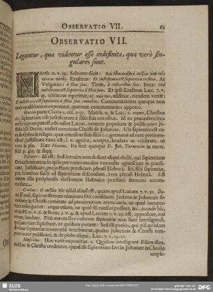 Observatio VII. Leguntur, quae videntur esse indefinitae, quae verò singulares sunt
