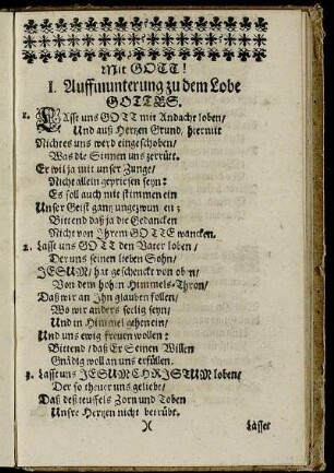 Auffmunterung zu dem Lobe Gottes.