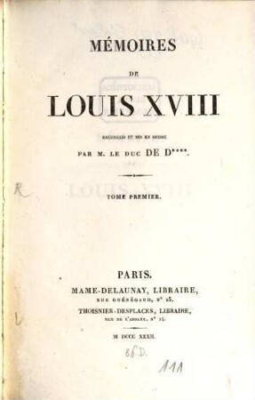 Mémoires de Louis XVIII. 1