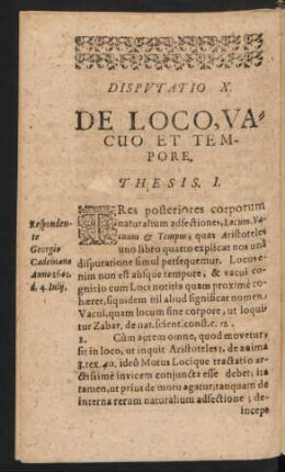 Disputatio X. De Loco, Vacuo Et Tempore.
