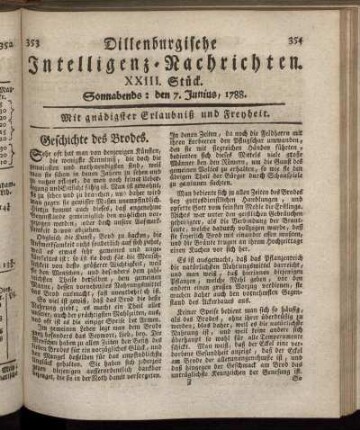 XXIII. Stück. Sonnabends : den 7. Junius, 1788.
