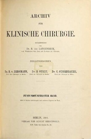 Archiv für klinische Chirurgie. 55. 1897