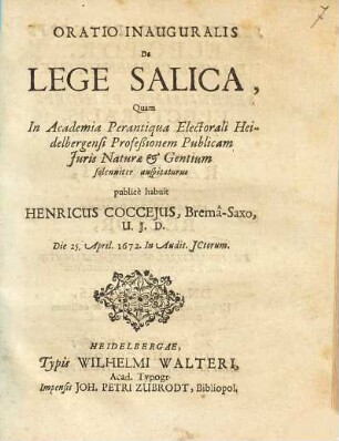 Oratio inauguralis De lege salica